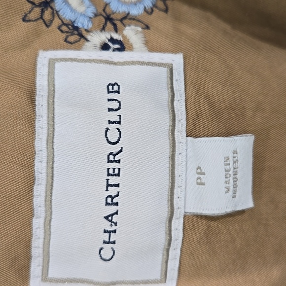 Charter Club Petite-Petite Embroidered Trench Coat In Soft Chestnut - Picture 15 of 16